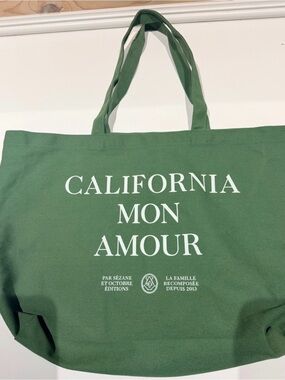 Sézane Green 'California Mon Amour' Canvas Tote